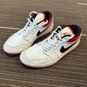 Jordan 1 Low White University Red Black Sneakers